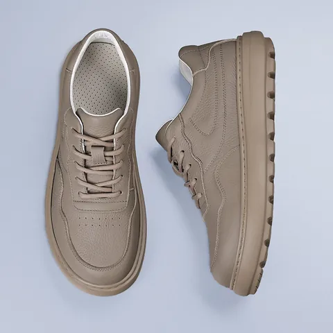 Men Genuine Leather Casual Shoes First Layer Cowhide Breathable Thick Sole Platform Loafers Fashion Lightweight Laced Derby Shoes