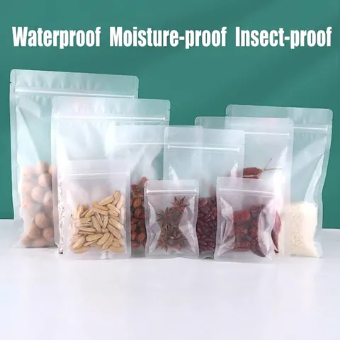 Frosted Matte Transparent Self Sealing Food Packaging Bag Thickened Moisture Proof Ziploc Storage Bag For Candy Snacks Nuts