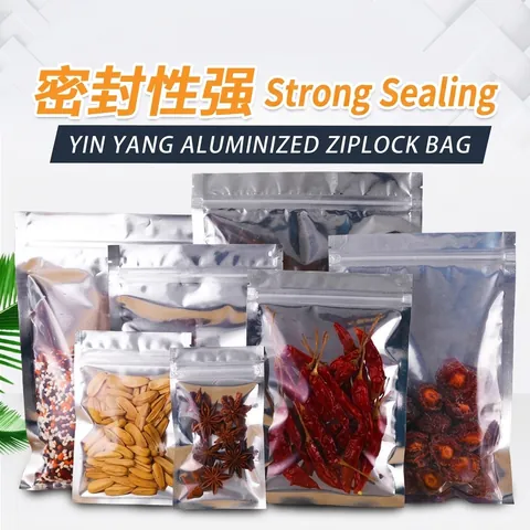 Lebensmittelecht Yin Yang Aluminiumfolie Druckverschlussbeutel Halbtransparent Flachboden Wiederverschließbar Lebensmittel Verpackung Beutel Für Süßigkeiten Nüsse