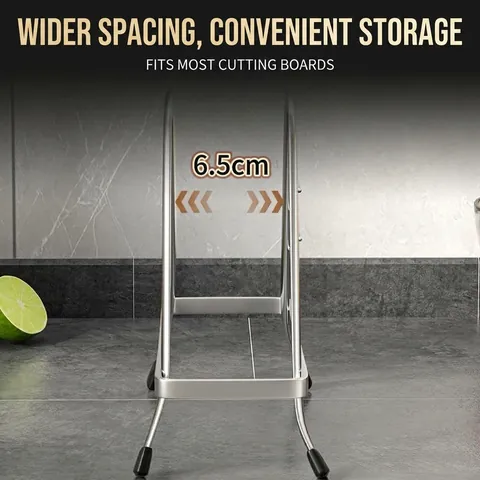201 Stainless Steel Cutting Board Rack Pot Lid Holder Kitchen Storage Organizer Widened Slot Design Heavy Duty Stand Silver