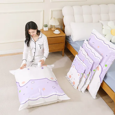 Cartoon Bear Vacuum Storage Bags For Clothes Comforters Extra Large Space Saving Reusable Compression Bags PA PE Material