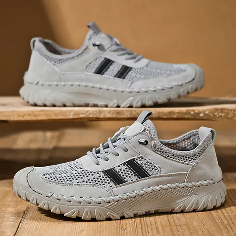 Sandali Sportivi All'aperto in Maglia Traspirante da Uomo Estivi Scarpe Casual Leggere Antiscivolo Suola Morbida Viaggio Stringate