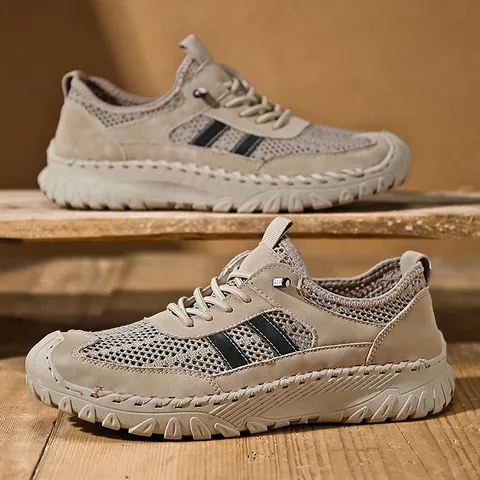 Sandali Sportivi All'aperto in Maglia Traspirante da Uomo Estivi Scarpe Casual Leggere Antiscivolo Suola Morbida Viaggio Stringate