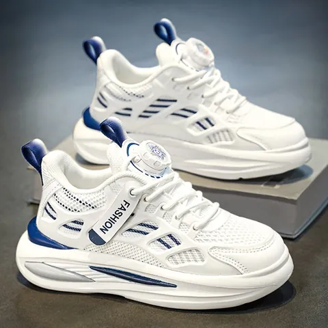 Baskets Décontractées pour Garçons Chaussures Dad en Maille Respirante pour Enfants Chaussures de Course à Boucle Rotative