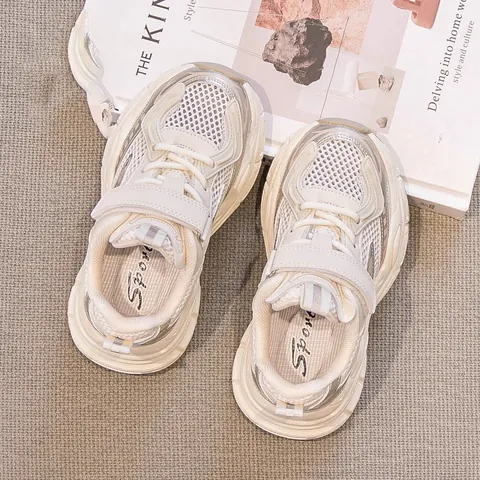 Chaussures Dad en Cuir Véritable pour Enfants 2025 Printemps Automne Baskets en Maille Respirante pour Garçons Filles Chaussures de Course Décontractées Antidérapantes
