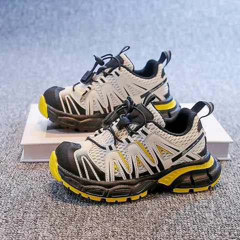 Kids Retro Daddy Sneakers Breathable Mesh Lightweight Non Slip Outdoor Hiking Shoes For Boys Girls Casual Sport Footwear