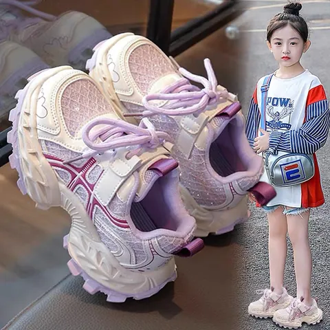 Baskets Chunky pour Filles 2025 Automne Nouvelles Chaussures de Course Respirantes Enfants Chaussures Décontractées Légères