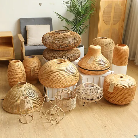 Chinese Classical Hand-Woven Paper Lampshade For Restaurant Tea House Zen Style Woven Pendant Light Shade Decoration