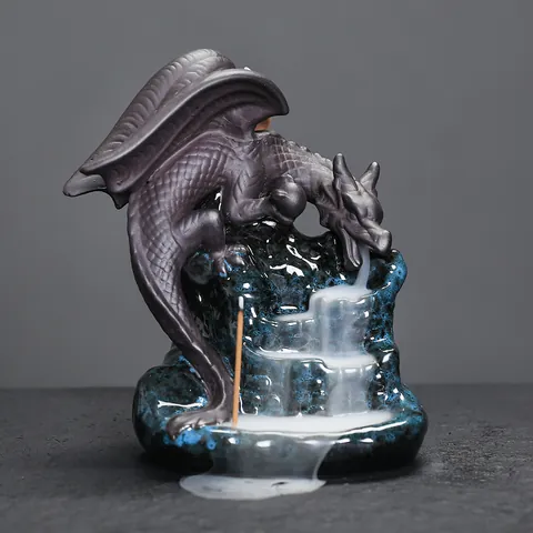 American Style Creative Pterodactyl Ceramic Backflow Incense Burner Kiln Glaze Dragon Ornament Home Office Decorative Smoke Waterfall Incense Holder