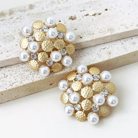 Vintage Luxus Zinklegierung Künstliche Perle Strass Ohrstecker Sonnenblume Ohrringe Mit 925 Sterlingsilber Ohrstecker-Stift