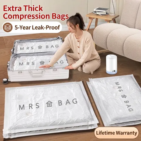 Mrs Bag Vacuum Storage Bags For Bedding Clothes PA PE Material Reusable Space Saving Compression Bags With Valve Home Organization Travel Pack