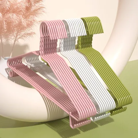 Moderne Minimalistische Antislip Geplastificeerde Metalen Kledinghangers Voor Drogen En Opbergen Naadloze Multicolor Hanger Duurzame Kledingkast Organizer Accessoire