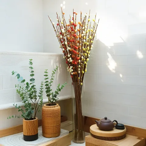 Artificial Pussy Willow Branches Simulation Greenery Stems For Home Wedding Outdoor Decoration Forest Style Floral Arrangement