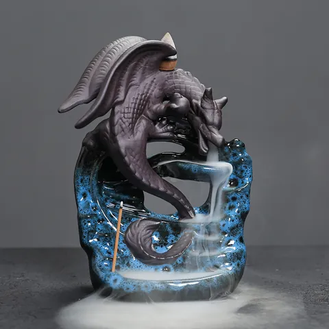 European Pterosaur Backflow Incense Burner Ceramic Kiln Glaze Waterfall Smoke Holder For Home Decor Gift