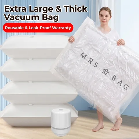 Durable PA PE Vacuum Storage Bag for Clothes Quilts Reusable Compression Bag with Valve Space Saving Home Organizer