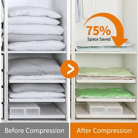 Vacuum Storage Bags For Clothes Bedding Quilts Reusable Compression Bags With Electric Manual Air Pump Space Saving Sealing Bags