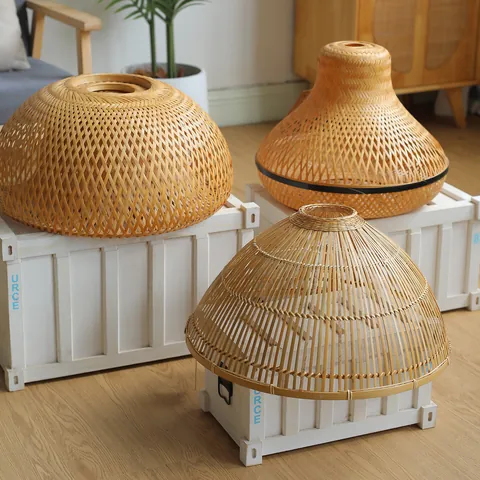 Chinese Classical Hand-Woven Paper Lampshade For Restaurant Tea House Zen Style Woven Pendant Light Shade Decoration
