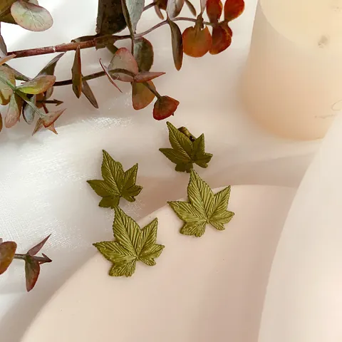 Minimalistische Wald Stil Grüne Blatt Einbrennlackierung Ohrstecker Mit 925 Silber Stift Matte Blatt Clip Ohrringe Schmuck