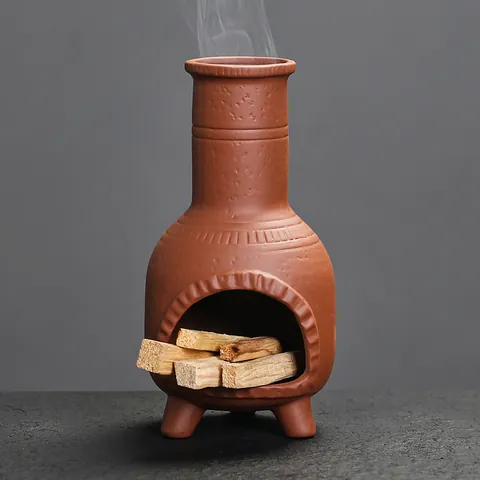 Retro Fireplace Ceramic Incense Burner For Palo Santo Sage Terracotta Chimenea Style Handmade Censer With Tripod Base Decor