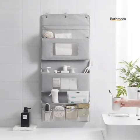Modern Minimalist Wall Hanging Storage Bag Polyester Multi-layer Door Closet Organizer Bathroom Kitchen Bedroom Hanging Pocket Pouch
