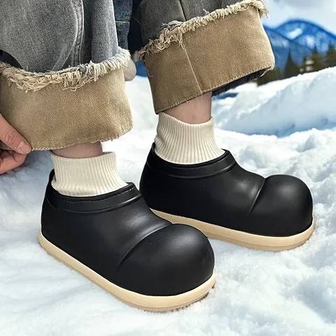 Kinder Winter Baumwolle Hausschuhe EVA Wasserdicht Dicke Sohle Warm Plüsch Gefüttert Stiefel Für Jungen Mädchen Innen Außen Slipper