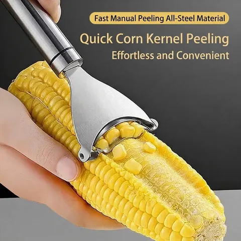 Stainless Steel Corn Peeler Corn Thresher Tool With Serrated Blade Ergonomic Handle For Kitchen Manual Cob Remover
