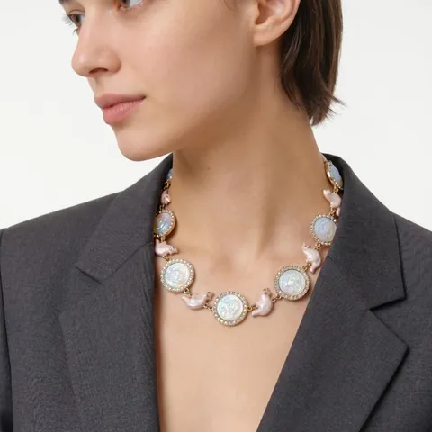 Vintage Relief Schönheit Avatar Anhänger Halskette Zinklegierung Harz Katze Anhänger Strass Viktorianischer Schmuck Für Damen