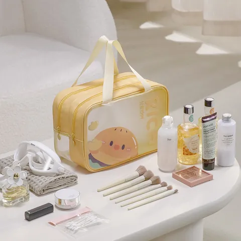 Neceser de PVC Portátil Grande Impermeable con Patrón de Dibujos Animados Bolsa de Maquillaje de Viaje para Gimnasio Mujeres