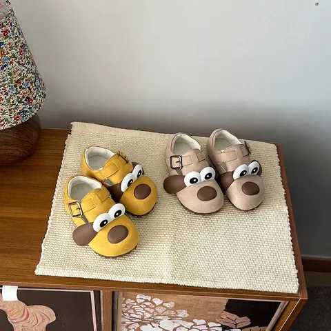 Kids Winter Fleece Lined Sneakers Microfiber Leather Soft Sole Casual Shoes Cartoon Puppy Pattern Warm Toddler Boys Girls Shoes