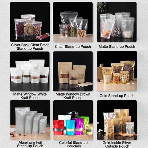 Matte Transparent Stand Up Food Packaging Bag With Handle Eight Side Seal Thickened Moisture Proof Zipper Pouch For Grain Nuts Rice Flour Storage