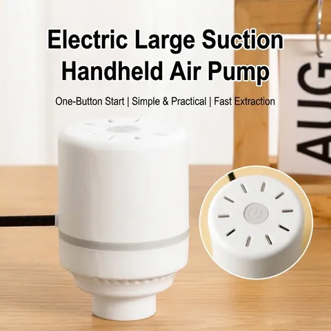 Bomba de Vacío Eléctrica Portátil Para Bolsas de Almacenamiento al Vacío Fuerte Succión Máquina Portátil de Bombeo de Aire con un Botón Plástico Blanco