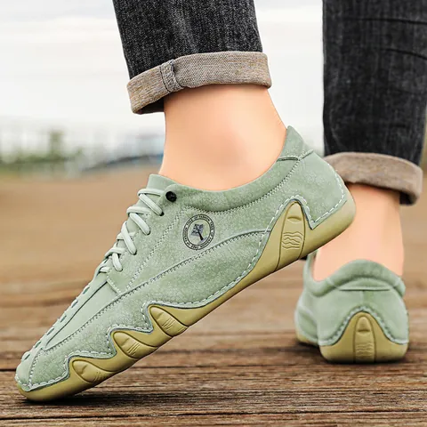 Mocasines Casuales de Cuero PU para Hombre Talla Grande 38-50 Primavera Otoño Zapatos Slip-on Suela Ondulada Zapatos Planos