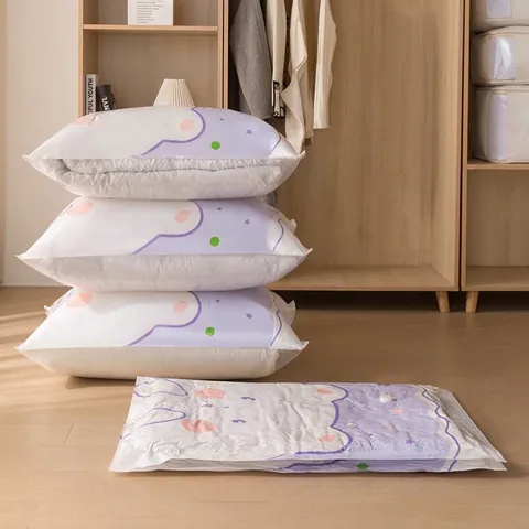 Sacchetto Sottovuoto in PA PE con Orsetto per Biancheria da Letto Vestiti Salvaspazio Sacchetto di Compressione Sigillato con Valvola