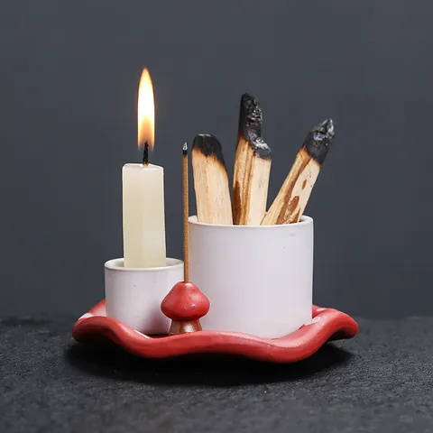 Creative Mushroom Ceramic Incense Burner Palo Santo Sage Holder Candle Tray Decorative Candelabra For Living Room Home Gift