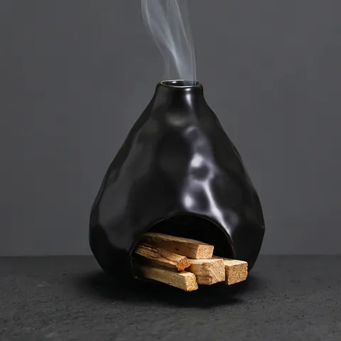 Ceramic Sage Burner Container For Palo Santo Wood Tray Incense Holder Matte Irregular Wave Design Zen Atmosphere Ornament