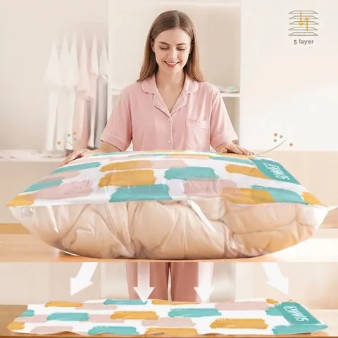 Grote Vacuüm Opbergzakken voor Beddengoed Dekens Kleding Compressiezakken met Elektrische Pomp 5 Laags PET PE