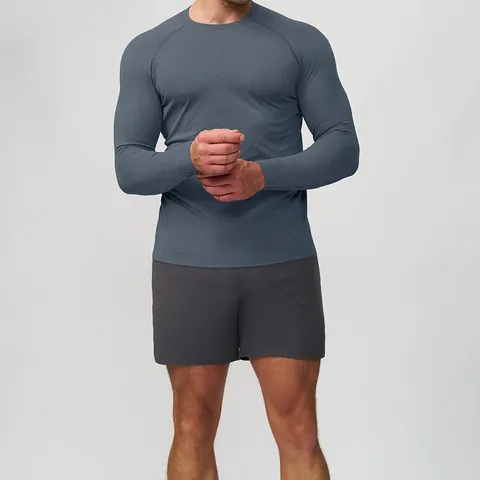 Men's Seamless Long Sleeve Sports T-Shirt Quick-Dry Breathable Workout Fitness Top Raglan Sleeve Compression Activewear Gym Running Tee