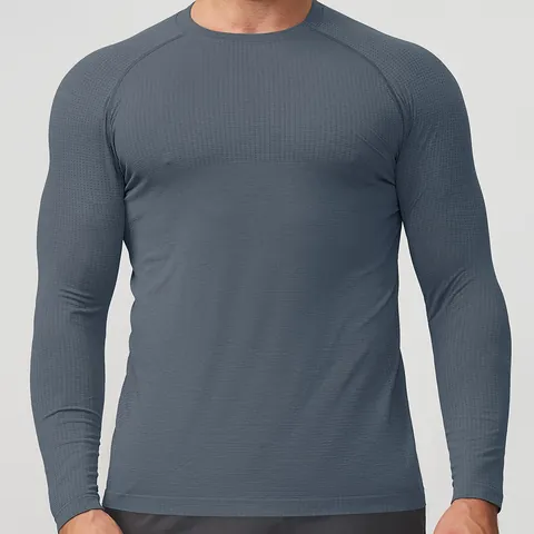 Men's Seamless Long Sleeve Sports T-Shirt Quick-Dry Breathable Workout Fitness Top Raglan Sleeve Compression Activewear Gym Running Tee