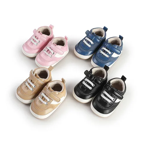 Newborn Baby Pre-walker Shoes Casual Synthetic PU Breathable Anti-slip Soft Sole Patchwork Sneakers For Infants