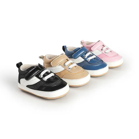 Newborn Baby Pre-walker Shoes Casual Synthetic PU Breathable Anti-slip Soft Sole Patchwork Sneakers For Infants
