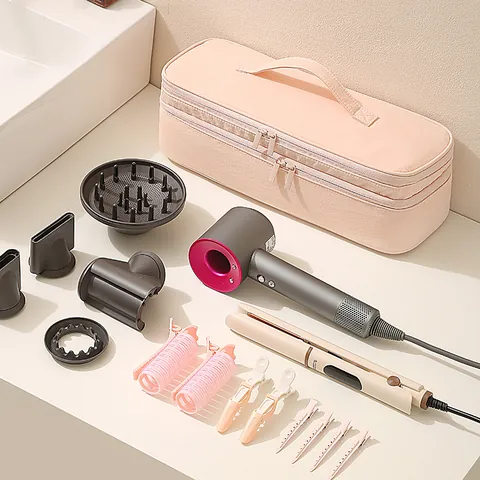 Portable Double Layer Hair Styler Storage Bag Waterproof Nylon Carrying Case Organizer For Hair Dryer And Hair Curler Tools