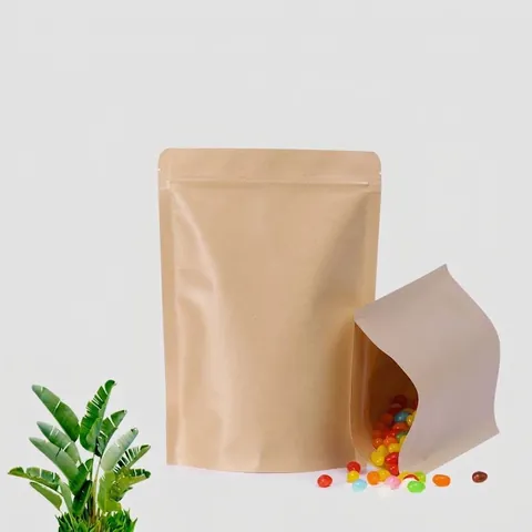 Standbeutel Kraftpapier Lebensmittelbeutel Wiederverschließbarer Reißverschluss Feuchtigkeitsbeständig Für Tee Nuss Kaffeebohnen Küche Organisieren