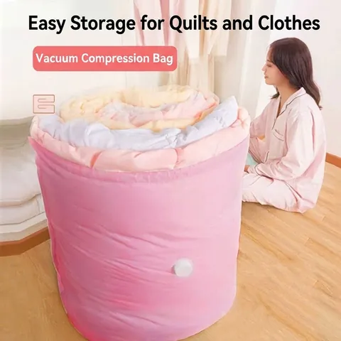 PET PE Macaron Color Vacuum Storage Bags For Quilts Clothes Reusable Space Saving Compression Bags With Hand Electric Pump
