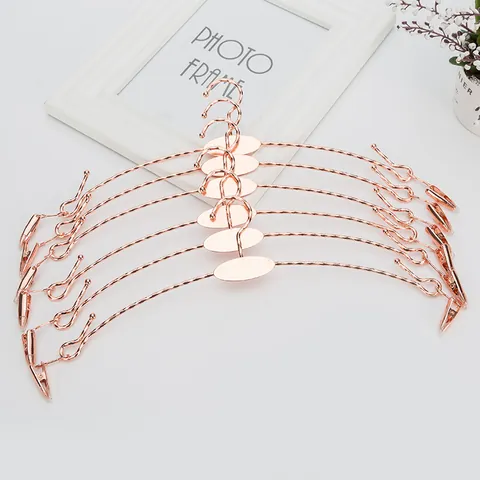 Metall Dessous Kleiderbügel Mit Clips Roségold Gold Galvanisierte Bügel Für Unterwäsche BH Höschen Kleiderschrank Lagerung Display