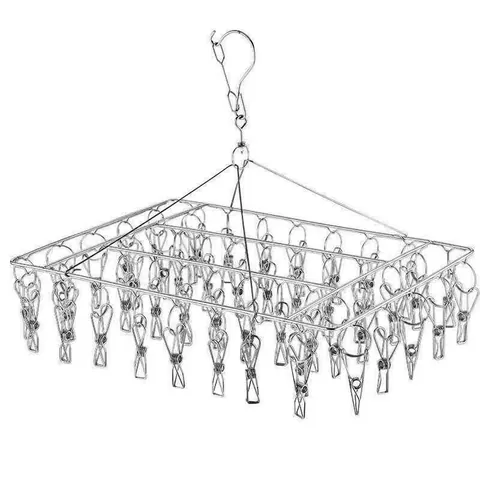 Stainless Steel Sock Drying Rack Windproof Laundry Hanger With Multi Clips For Underwear Socks Baby Clothes Balcony Organization