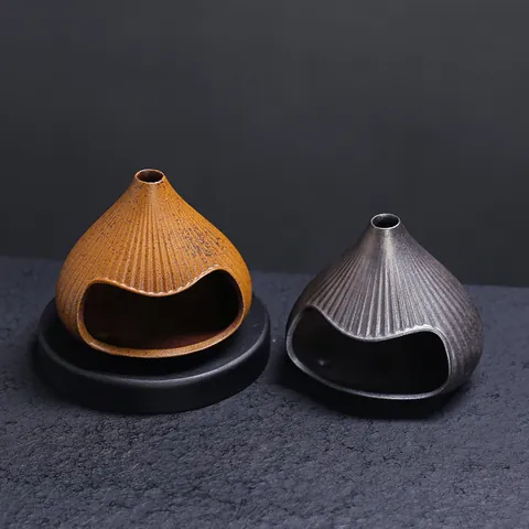 Handmade Ceramic Mount Fuji Incense Burner Small Fireplace Palo Santo Holder Sage Purifying Censer Zen Home Decor Atmosphere Ornament