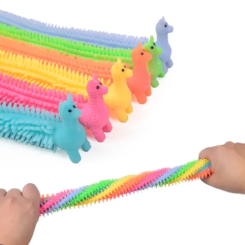 Stretchy String Fidget Toy Cartoon Animal Stress Relief Sensory Toy For Kids Adults Alpaca Dinosaur Caterpillar Squishy Pull Rope Toy