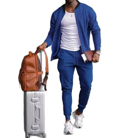 Herren Casual Sport Zweiteiliger Anzug Stehkragen Reißverschluss Jacke Und Jogginghose Set Frühling Herbst Outdoor Trainingsanzug