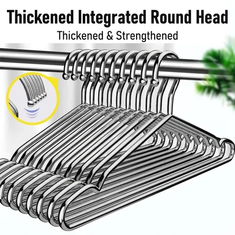 Solid Stainless Steel Clothes Hangers Heavy Duty Metal Hangers With Non Slip Notches For Closet Laundry Balcony Space Saving