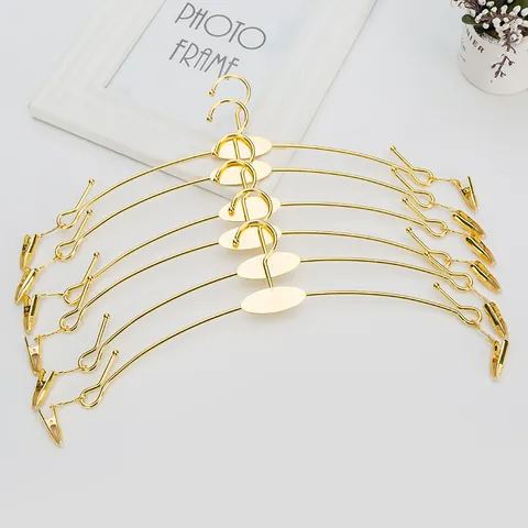 Metall Dessous Kleiderbügel Mit Clips Roségold Gold Galvanisierte Bügel Für Unterwäsche BH Höschen Kleiderschrank Lagerung Display